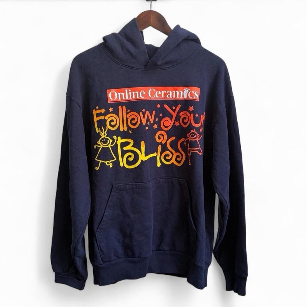 Online Ceramics Follow Your Bliss Streetwear Mens L Navy Skater Art Hoodie